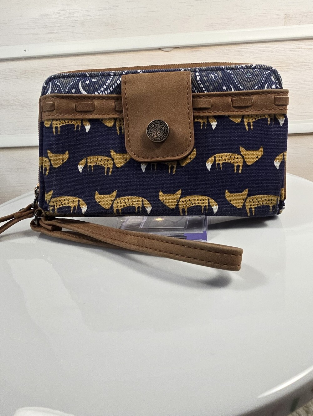 Maurices Blue demin Zippered Wallet with Textured Trim